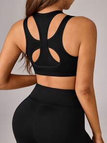 SHEIN Dewbera Áo lót thể thao Nữ - màu đen - Xem 3