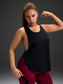 Powerista Áo tank top thể thao tập luyện thường ngày phối lưới dành cho nữ cỡ lớn - màu đen - Xem 3