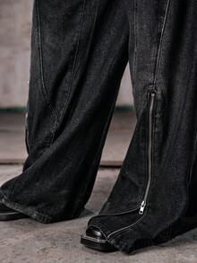 Skyrend Men's Simple Fashion Casual Everyday Wear Denim Jeans Street Hang Out Going Out, Grungeemo - Black - View 7