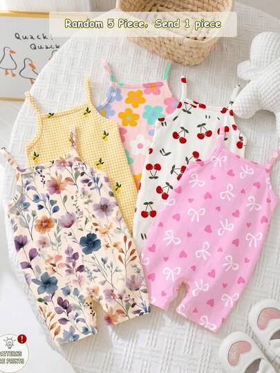 Baby Girl Casual Cute Sweet Polka Dot Heart Bow Print Cream Pink Strap Romper, Suitable For Spring And Summer Cozy Styles, Graphic, Kawaii, Graphic Print, Y2K, Squishy, Easy Comfort, Cozy, Cute Romper, Polka Dot Romper, Girly Era, Looks Of Party, Back To Vintage, Brunch Date