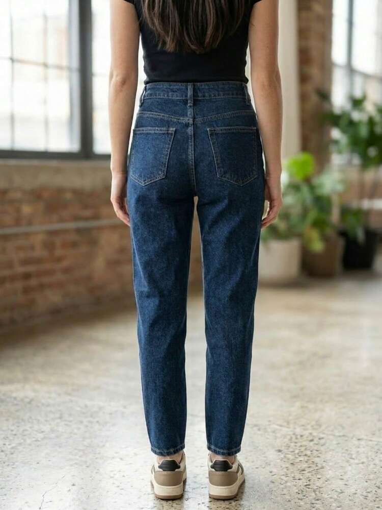 Jeans de mezclilla para mujer - Azul lavado oscuro - Añade 3