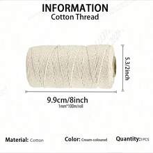 Cuerda de macramé de 2 mm x 100 m, cuerda retorcida colorida, cuerda de algodón, hilo de macramé para colgar en la pared, colgar plantas, manualidades, proyectos de decoración DIY - Multicolor - Ver 21