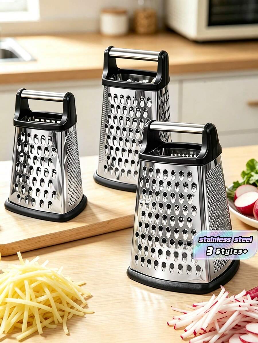 Multi-Functional Four-Sided Grater, Stainless Steel Arc-Shaped Four-Sided Grater, Slicing And Shavings, Suitable For Grilling Ginger, Garlic, Cucumber, Carrot, Cheese, Potato And Other Fruits And Vegetables, Multi-Functional Kitchen Small Tool - Multicolor - View 1