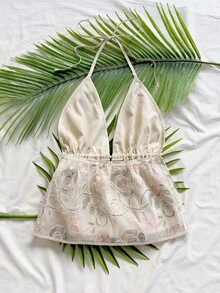 Soleia Áo hai dây cổ chữ V thắt nơ hở lưng, đính cườm và thêu họa tiết lãng mạn dành cho nữ, thích hợp cho kỳ nghỉ, hẹn hò, ngày Valentine, tiệc trà chiều, tiệc tùng, mùa cưới, bãi biển, kỳ nghỉ xuân/hè, du thuyền, lễ hội âm nhạc, phong cách Boho. - Hồng - Xem 2