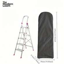 Heavy Duty Folding Ladder Cover, Designed For Ladders With Wide Footpads. Available In 3-6 Steps, Ideal For Home, Garage And Kitchen Use. Aurora Silver Ladder Cover,Mother's Day Gift,Bedroom Decor,Garden,Kitchen Decor,Summer,Beach,Travel Essentials,Room Decor,Squishy,Graduation - Black - View 7