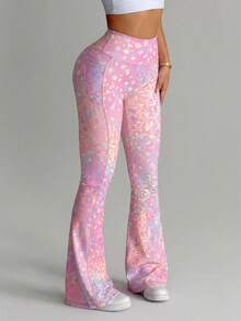Dewbera Dewbera Pantalones acampanados con estampado de leopardo de colores y bolsillos - Multicolor - Ver 6