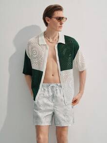 Manfinity CityGents 男士夏季度假椰树印花抽绳腰沙滩短裤 - 彩色 - 查看 7