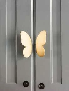 Cirelle 1pc Metal Butterfly Cabinet Knob, Brushed Gold Decorative Drawer Pull, Modern Minimalist Butterfly Handle For Wardrobe & Dresser - Yellow - View 8