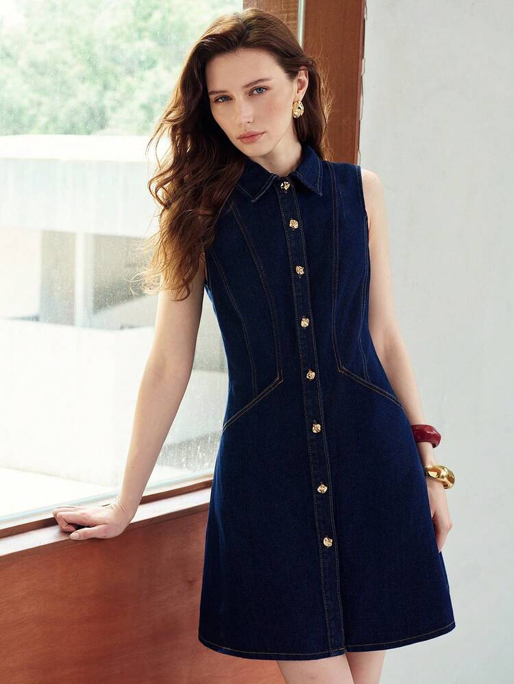 WOMEN'S SLEEVELESS DENIM DRESS, CASUAL & DATE WEAR, SPRING/SUMMER