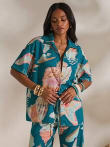Opulessa Vacation Printed Loose Woven Shirt For Women - Multicolor - View 3