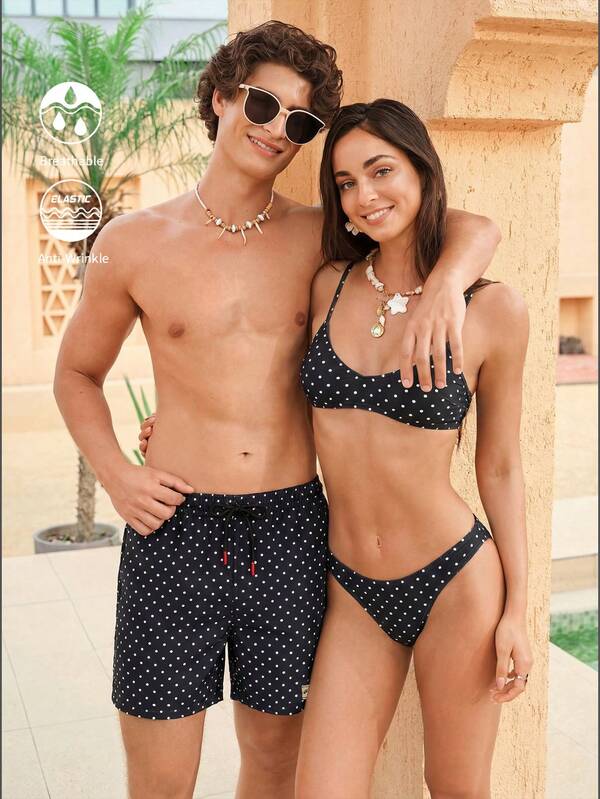 Manfinity VDAYZ Pantalones cortos casuales de playa para hombre con cintura de cordón y estampado integral, para vacaciones