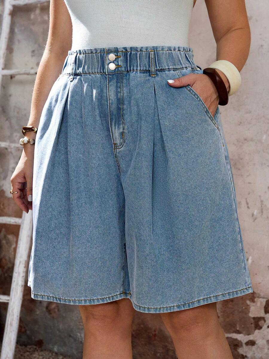 EMERY ROSE EMERY ROSE Shorts vaqueros sueltos y casuales de talla grande - Lavado ligero - Ver 1