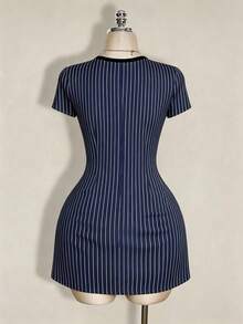 SHEIN ICON Plus Size Casual Striped Summer Dress - Multicolor - View 2