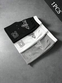 Sport MetroGents Men's Casual Letter Print Contrast Color Drawstring Waist Sports Shorts, Summer, Gym, Holiday - Black - View 1