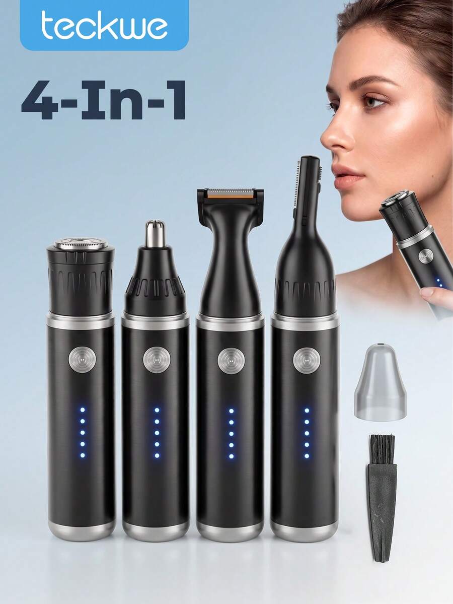 Teckwe 4-In-1 Rechargeable Men Grooming Trimmer Kit, Waterproof Nose Beard Face Eyebrow Hair Shaver For Summer Travel Home Use - View 1
