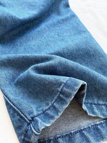 Young Girl Plain Pocket Twist Casual Loose Denim Jeans - Multicolor - View 6