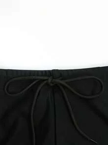 Vorlivo 男士抽繩腰條紋對比色泳褲，適用海灘/度假村、假期 - 黑色 - 查看 7