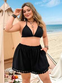 Swim Lushoire 2026 Spring/Summer Plus Size Women Sexy Casual Vacation Beach Party Shorts - Black - View 5