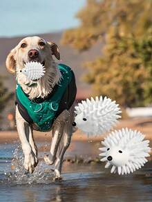 1/2PCS Durable Plastic Hedgehog Ball Dog Chew Toy Spiky Teeth Cleaning Massage Gum Health Interactive Fetch Play No Battery Needed For Small Medium Large Dogs Pet Supplies - Multicolor - View 3