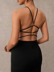 MaterniChic Maternity Wear, Maternity Jumpsuits, Summer Black Maternity Jumpsuit, Simple Yet Elegant With A Cutout Back - Black - View 14