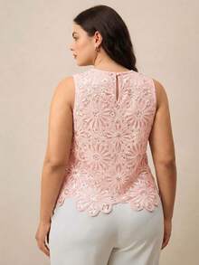 Anewsta Elegant French Romantic Bling Sequin Woven Sleeveless Tank Top For Women Wedding Brunch Dinner Evening Pink Summer - Pink - View 2