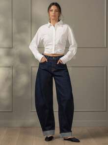 KÆRIA Hus Rour Cropped Shirt - Side Gather 100% Cotton - White - Button Up, Function, Summer Shirt, Festival, Summer, Festival, Pretty Feminine, CBK Style - White - View 1