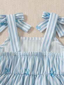 Souflis Souflis Baby Girls' Cute Yellow Bow Decor Camisole Top Paired With Loose Casual Pants, Spring/Summer Outfit - Baby Blue - View 8