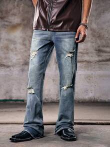 Men's Ripped Jeans, Fashionable & Suitable For Summeremo - Light Wash - View 4