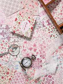 1 Book/100pcs Classic Floral Pattern Paper, 6 Styles, 100 Unique Patterns Options, Suitable For Scrapbook, Journal, Decoration, Memo, Origami, Stationery, Back To School Supplies, A Perfect Small Gift For Back To School - multicolor - View 7