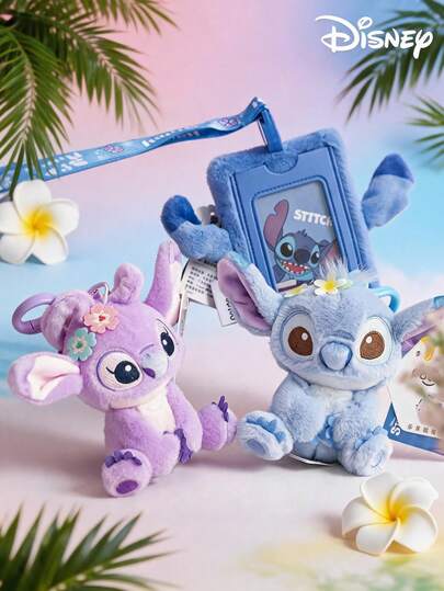 Disney Disney Đồ chơi nhồi bông Lilo & Stitch chính hãng, móc treo quần áo bằng vải nhung, móc khóa, phụ kiện ba lô và quà tặng sinh nhật cho trẻ em.