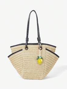 Viva Strut 1 件夏日海岛风手工串珠贝壳包挂件，镶嵌新鲜钻石贝壳吊坠，小众度假配饰，适合海滩、度假、节日、夏季、海边、沙滩派对（手工串珠，批次可能略有不同） - 檸檬 - 查看 6