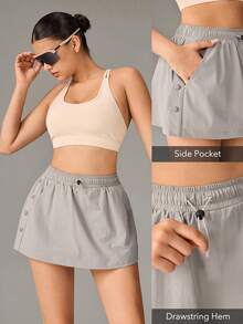 OutZeal Women's Outdoor Shorts, 2-In-1 Hiking & Camping Shorts, Adjustable Waist Outdoor Pants - Light Grey - View 5