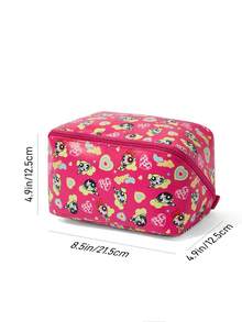THE POWERPUFF GIRLS X SHEIN 1pc Large Capacity Cartoon Character Pattern Printed PVC Material Makeup Bag, Suitable For Storing Cosmetics, Stationery, Daily Necessities, Digital Products, Perfect For Commuting, School, Travel, Suitable For All Ages, Suitable For Students, Blossom, Bubbles, Buttercup, Friendship, Love - Multicolor - View 6