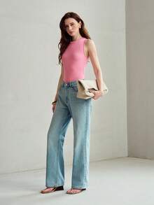 MOTF PREMIUM ÁO TANK TOP NỮ CỔ TRÒN MÀU TRƠN DÁNG ÔM SÁT - Màu Hồng Tươi - Xem 5