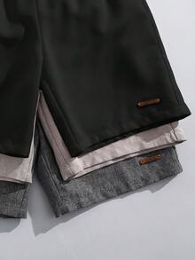SHEIN 3件套儿童/青少年男童休闲日常舒适贴布装饰直筒宽松短裤，3种不同款式 - 黑色 - 查看 6