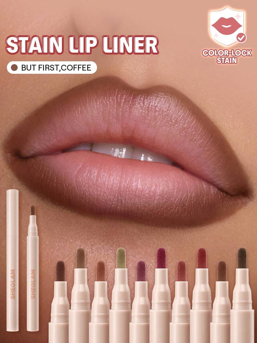SHEGLAM True Stain 液態唇線筆-505 But First,Coffee 持久唇膏絲滑霧面染色液 品牌美妝化妝品 適合女士與女孩 - 505 But First,Coffee - 查看 1