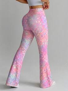 Dewbera Dewbera Pantalones acampanados con estampado de leopardo de colores y bolsillos - Multicolor - Ver 2