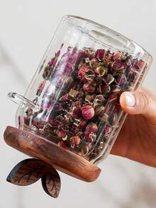 1pc Glass Tea Canister With Spoon, Airtight Seal, Moisture-Proof, Dust-Proof Storage Jar For Coffee Beans, Red Tea, Flowers, Grains - Clear - View 5