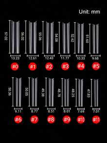 504 Pcs Long Square Transparent Half Cover Water Tube Shaped Fake Nail Press On Nails False Tips For Salon Home Manicure Must Have Beauty Supply - Clear - View 4