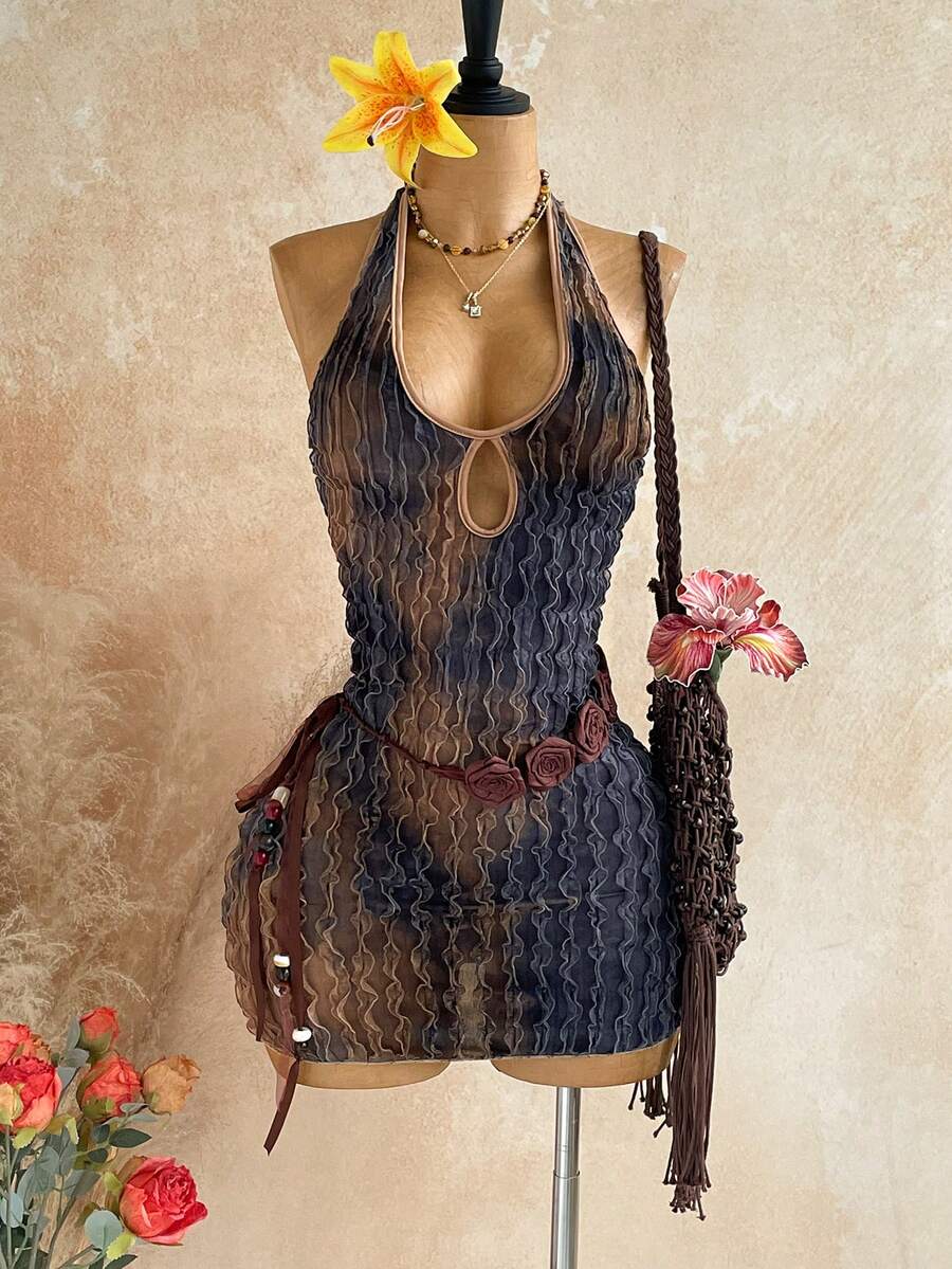 Soleia 女款迷你洋裝,條紋抹胸、露肩、露背,優雅波希米亞熱帶風,適合秋冬疊穿、返校季、休閒度假、西式海灘、婚禮賓客、畢業早午餐、聖帕特里克節、春假、復活節、音樂節、辦公通勤 - 彩色 - 查看 1