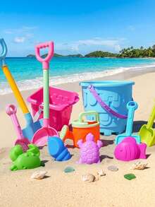 MINKOJA Beach Toy Set For Youngsters To Play With Water And Sand Large Sand Shovel Beach Bucket Sand Digging Tool Timer Accessories, Random Colors - Multicolor - View 3