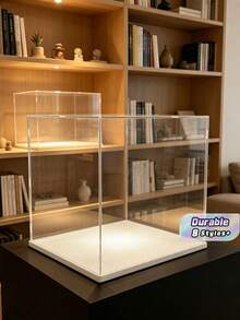 白色底座高清收藏品展示盒，组装式透明亚克力盒，玻璃盒替代品，用于展示人偶、玩偶、装饰品，家居收纳整理，礼品盒 - 彩色 - 查看 1