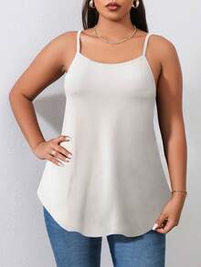 EMERY ROSE Áo hai dây Plus Size màu trơn Giải trí - trắng - Xem 5