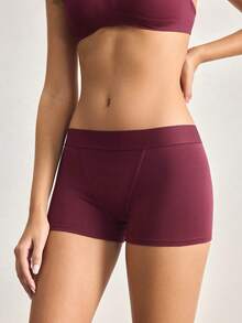 Ocili Cotton Logo Waistband Comfortable Women's Briefs - Burgundy - View 5