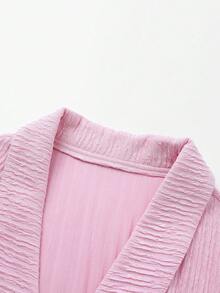 GlowEve CURVE Plus Size Collared Ruched Rhinestone Button Decor T-Shirt Formal Evening Pastel Pink Summer Elegant Birthday Wedding Guest Party - Pink - View 6