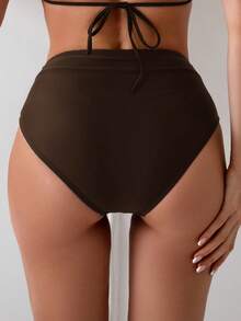 Swim Basics Quần bikini màu trơn dành cho nữ - màu nâu - Xem 2