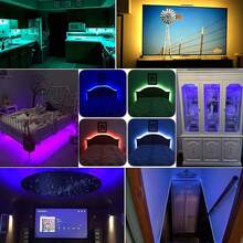 أضواء LED لاسلكية مع جهاز تحكم عن بعد، تحكم عبر التطبيق، إضاءة RGB ديكورية لأجواء غرفة المعيشة مع سلسلة ضوئية مرنة، مناسبة للتلفزيون وغرفة النوم والغرفة وحفلات العطلات والديكور الداخلي وغرفة المعيشة - RGB - مشاهدة 6