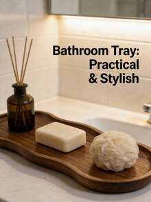 High-Quality Wooden Tray Suitable For Bathroom, Perfume Tray, Kitchen Tray, Reception Tray, Decorative Tray, Applicable For Room Decor, Home Decor, Bathroom Decor And Living Room Decor, Widely Used Wooden Tray In Household - C-Wood Color - View 9