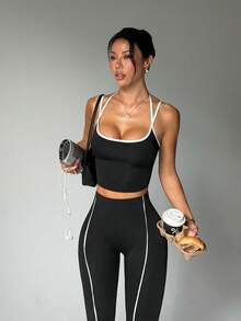 SHEIN Sports Set bộ đồ thể thao - màu đen - Xem 3