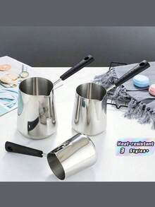 This Long-Handled Coffee Milk Frother Is Made Of  Stainless Steel, Features Double-Sided Markings, A Large Capacity, And A Heat-Resistant Design. It Can Also Be Used To Melt Wax. It's A Professional Coffee Tool And An Essential Item For The Start Of The School Year. - Silver - View 2